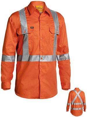 Bisley Workwear Work Wear BISLEY WORKWEAR 3M TAPED X BACK COOL LIGHTWEIGHT HI VIS DRILL SHIRT - LONG SLEEVE BS6156T