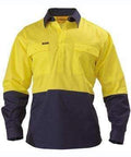 Bisley Workwear Work Wear YELLOW/NAVY (TT01) / S BISLEY WORKWEAR closed front hi vis long sleeve cotton drill shirt BSC6267