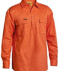 Bisley Workwear Work Wear ORANGE (BVEO) / S BISLEY WORKWEAR closed front long sleeve cotton drill shirt BSC6433