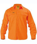 Bisley Workwear Work Wear ORANGE (BVEO) / S BISLEY WORKWEAR HI VIS DRILL SHIRT - LONG SLEEVE BS6339
