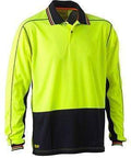 Bisley Workwear Work Wear YELLOW/NAVY (TT04) / S BISLEY WORKWEAR hi-vis long sleeve polo shirt BK6219