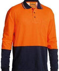 Bisley Workwear Work Wear YELLOW/NAVY (TT04) / S BISLEY WORKWEAR hi vis long sleeve polo shirt BK6234