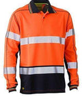 Bisley Workwear Work Wear YELLOW/NAVY (TT04) / S BISLEY WORKWEAR TAPED HI VIS POLYESTER MESH POLO LONG SLEEVE BK6219T