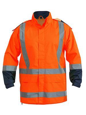 Bisley Workwear Work Wear BISLEY WORKWEAR TAPED HI VIS RAIN SHELL JACKET (WATERPROOF) BJ6967T