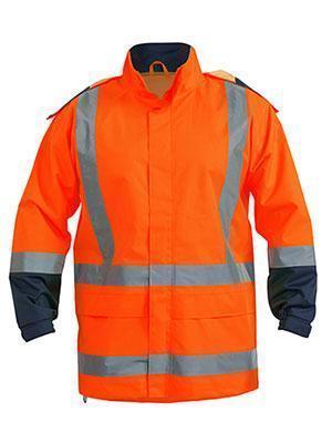 Bisley Workwear Work Wear ORANGE (BVEO) / S BISLEY WORKWEAR TAPED HI VIS RAIN SHELL JACKET (WATERPROOF) BJ6967T