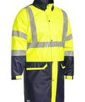 Bisley Workwear Work Wear BISLEY WORKWEAR TAPED HI VIS STRETCH PU RAIN COAT WITH CONCEALED HOOD (WATERPROOF) BJ6935HT
