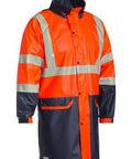 Bisley Workwear Work Wear BISLEY WORKWEAR TAPED HI VIS STRETCH PU RAIN COAT WITH CONCEALED HOOD (WATERPROOF) BJ6935HT