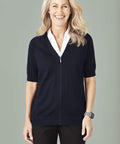 Biz Care Womens Zip Front Short Sleeve Knit CK962LC - Simply Scrubs Australia