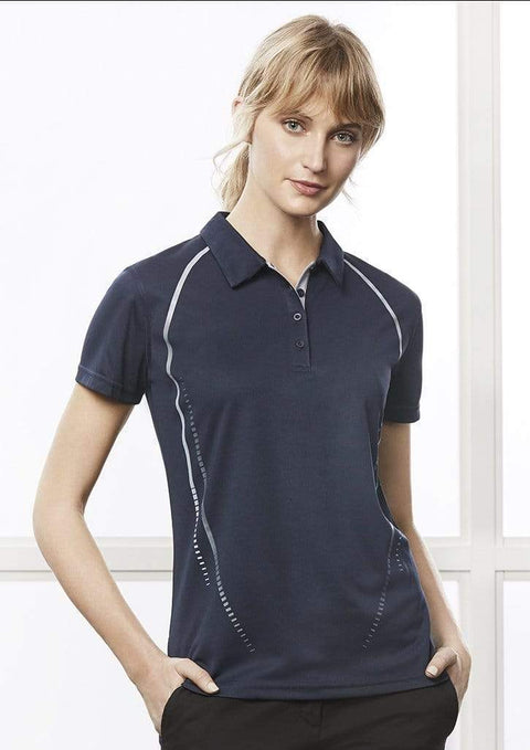 Biz Collection Cyber Ladies Polo P604LS Casual Wear Biz Collection 8 Navy/Silver 