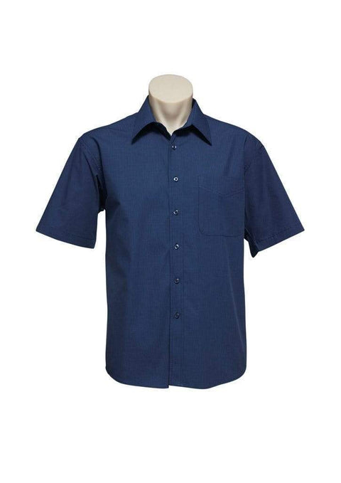 Biz Collection Corporate Wear Navy / S Biz Collection Men’s Micro Check Short Sleeve Shirt Sh817