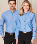 Biz Collection Corporate Wear Biz Collection Men’s Wrinkle Free Chambray Long Sleeve Shirt Sh112