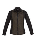 Biz Collection Corporate Wear Black/Copper Gold / 6 Biz Collection Women’s Reno Panel Long Sleeve Shirt S414ll