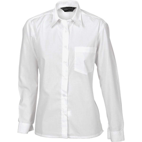 DNC Workwear Corporate Wear White / 6 DNC WORKWEAR Ladies Polyester Cotton Long Sleeve Poplin Shirt 4202