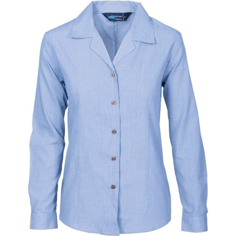 DNC Workwear Corporate Wear Blue / 6 DNC WORKWEAR Ladies Revere Collar Mini (Check) Houndstooth Long Sleeve Business Shirt 4256