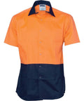 DNC Workwear Hospitality & Chefwear Orange/Navy / XS DNC WORKWEAR Hi-Vis Cool Breeze Food Industry Short Sleeve Cotton Shirt 3941