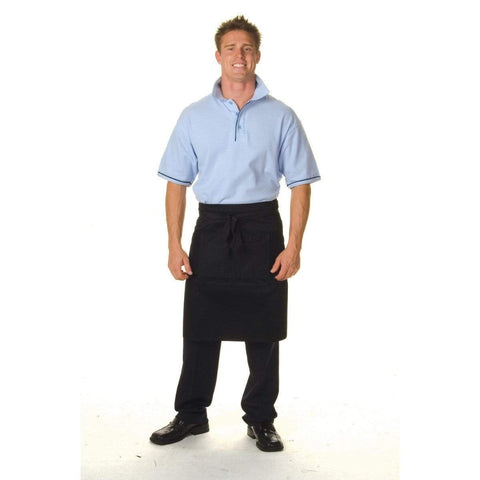DNC Workwear Hospitality & Chefwear Black / 85cm x 58cm DNC WORKWEAR Polyester Cotton Half Apron with Pocket 2211