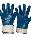 DNC Workwear PPE Blue/Nature / M/8 DNC WORKWEAR Blue Nitrile Full Dip with Canvas Cuff GN34