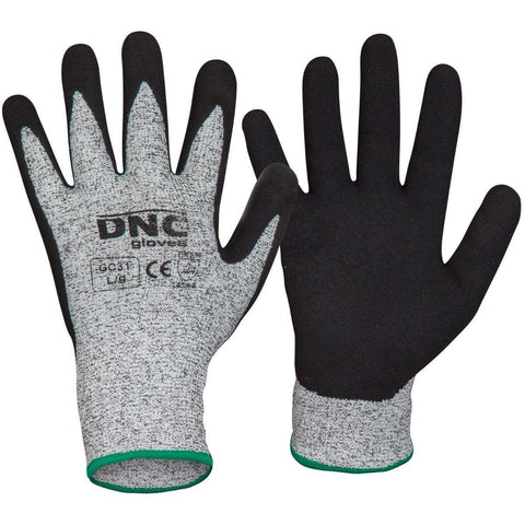 DNC Workwear PPE Black/Grey / XL/10 DNC WORKWEAR Cut5- Nitrile Sandy Shinish GC31