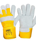 DNC Workwear PPE Yellow/Black / One Size DNC WORKWEAR Yellow Grey  Leather Glove GR25