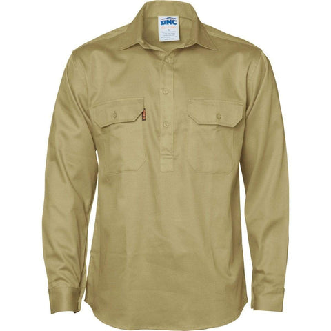 DNC Workwear Work Wear DNC WORKWEAR 190 GSM Cotton Drill Closed Front Long Sleeve Work Shirt 3204