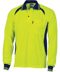 DNC Workwear Work Wear DNC WORKWEAR Cool-Breeze Contrast Mesh Long Sleeve Polo 3902