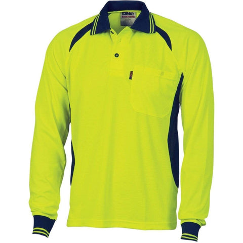 DNC Workwear Work Wear DNC WORKWEAR Cool-Breeze Contrast Mesh Long Sleeve Polo 3902