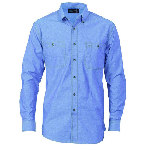 DNC Workwear Work Wear XS DNC Workwear Cotton Chambray Shirt , Twin Pocket - Long Sleeve