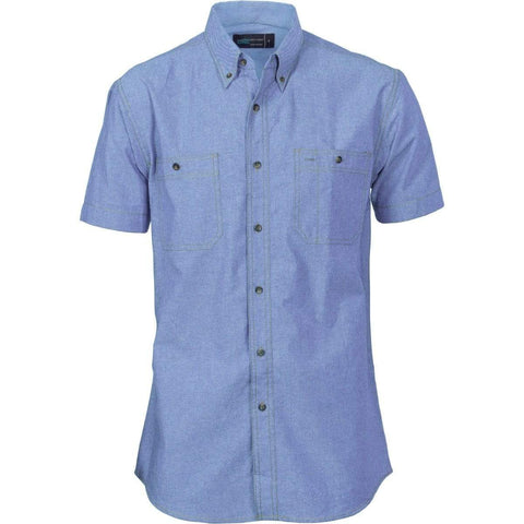 DNC Workwear Work Wear DNC WORKWEAR Cotton Chambray Twin Pocket Short Sleeve Shirt 4101