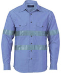 DNC Workwear Work Wear DNC WORKWEAR Cotton Long Sleeve Chambray Shirt with Generic Reflective Tape 3889