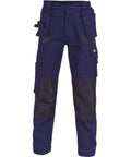 DNC Workwear Work Wear Navy / 87R DNC WORKWEAR Duratex Cotton Duck Weave Tradies Cargo Pants With Twin Holster Tool Pocket - Knee Pads Not Included 3337