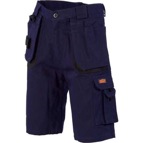 DNC Workwear Work Wear Navy / 102R DNC WORKWEAR Duratex Cotton Duck Weave Tradies Cargo Shorts - With Twin Holster Tool Pocket 3336