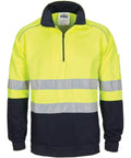 DNC Workwear Work Wear Yellow/Navy / XS DNC WORKWEAR Hi-Vis 1/2 Zip Fleecy with Hoop Pattern CSR Reflective Tape 3729