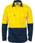DNC Workwear Work Wear Yellow/Navy / 3XL DNC WORKWEAR Hi-Vis 2 Tone Cool-Breeze Close Front Long Sleeve Cotton Shirt 3934