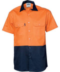 DNC Workwear Work Wear DNC WORKWEAR Hi-Vis 2 Tone Cool-Breeze Short Sleeve Cotton Shirt  3839