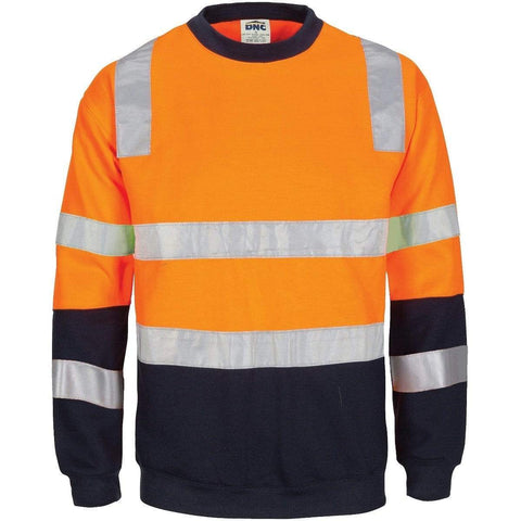 DNC Workwear Work Wear Orange/Navy / XS DNC WORKWEAR Hi-Vis 2 tone, Crew-Neck Fleecy Sweatshirt 3723