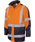 DNC Workwear Work Wear Orange/Navy / 5XL DNC WORKWEAR Hi-Vis 2 Tone Cross Back D/N 2-in-1 Contrast Rain Jacket 3993