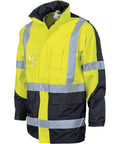 DNC Workwear Work Wear Yellow/Navy / 2XL DNC WORKWEAR Hi-Vis 2 Tone Cross Back D/N 2-in-1 Contrast Rain Jacket 3993
