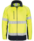 DNC Workwear Work Wear Yellow/Navy / XS DNC WORKWEAR Hi-Vis 2 Tone Full Zip Fleecy Sweatshirt CSR R/Tape 3726