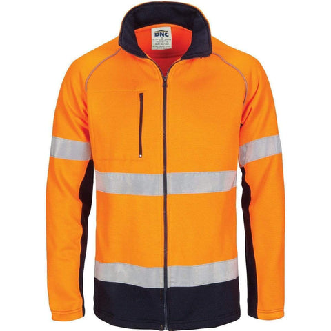 DNC Workwear Work Wear Orange/Navy / M DNC WORKWEAR Hi-Vis 2 Tone Full Zip Fleecy Sweatshirt CSR R/Tape 3726