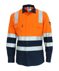 DNC Workwear Work Wear Orange/Navy / 6XL DNC WORKWEAR Hi-Vis 2-Tone Lightweight Long Sleeve Cotton Bio-Motion & X Back Shirt with CSR Reflective Tape 3547