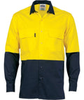 DNC Workwear Work Wear Yellow/Navy / 5XL DNC WORKWEAR Hi-Vis 3 Way Cool-Breeze Long Sleeve Cotton Shirt 3938
