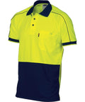 DNC Workwear Work Wear Yellow/Navy / 5XL DNC WORKWEAR Hi-Vis Cool-Breathe Double Piping Short Sleeve Polo 3753