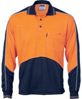 DNC Workwear Work Wear DNC WORKWEAR Hi-Vis Cool Breathe Panel Long Sleeve Polo Shirt 3892