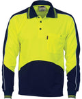 DNC Workwear Work Wear Yellow/Navy / 5XL DNC WORKWEAR Hi-Vis Cool Breathe Panel Long Sleeve Polo Shirt 3892