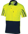 DNC Workwear Work Wear Yellow/Navy / 2XL DNC WORKWEAR Hi-Vis Cool-Breathe Printed Short Sleeve Stripe Polo 3752