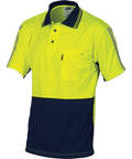 DNC Workwear Work Wear Yellow/Navy / 5XL DNC WORKWEAR Hi-Vis Cool-Breathe Short Sleeve Stripe Polo 3755