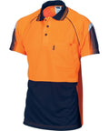 DNC Workwear Work Wear Orange/Navy / XS DNC WORKWEAR Hi-Vis Cool-Breathe Sublimated Piping Short Sleeve Polo 3751