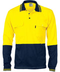 DNC Workwear Work Wear Yellow/Navy / XS DNC WORKWEAR Hi-Vis Cool-Breeze 2-Tone Cotton Jersey Long Sleeve Polo Shirt with Twin Chest Pocket 3944