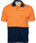 DNC Workwear Work Wear Orange/Navy / M DNC WORKWEAR Hi-Vis Cool-Breeze 2-Tone Cotton Jersey Short Sleeve Polo Shirt with Twin Chest Pocket 3943