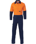 DNC Workwear Work Wear Orange/Navy / 77R DNC WORKWEAR Hi-Vis Cool-Breeze 2-Tone Lightweight Cotton Coverall 3852